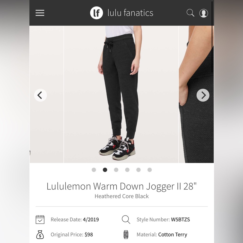Lululemon Warm Down Jogger II 28”